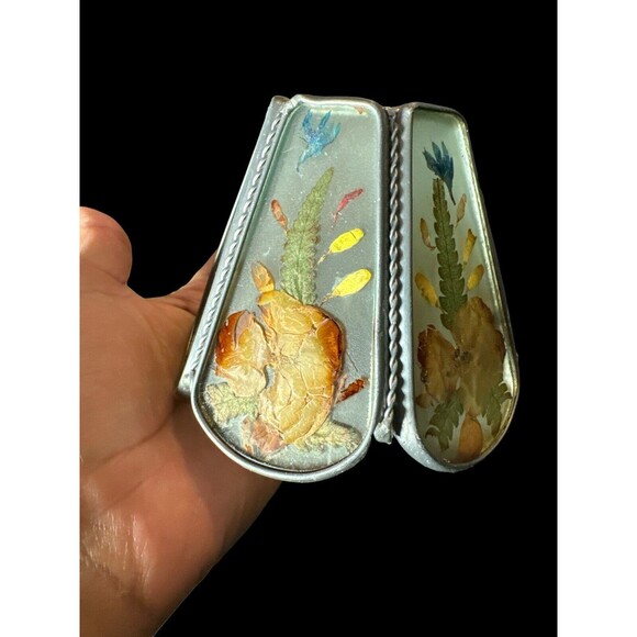 Pressed Flowers In Glass Tea Light Holder Vintage Votive Candle Boho Lot Of 3 - Picture 13 of 16